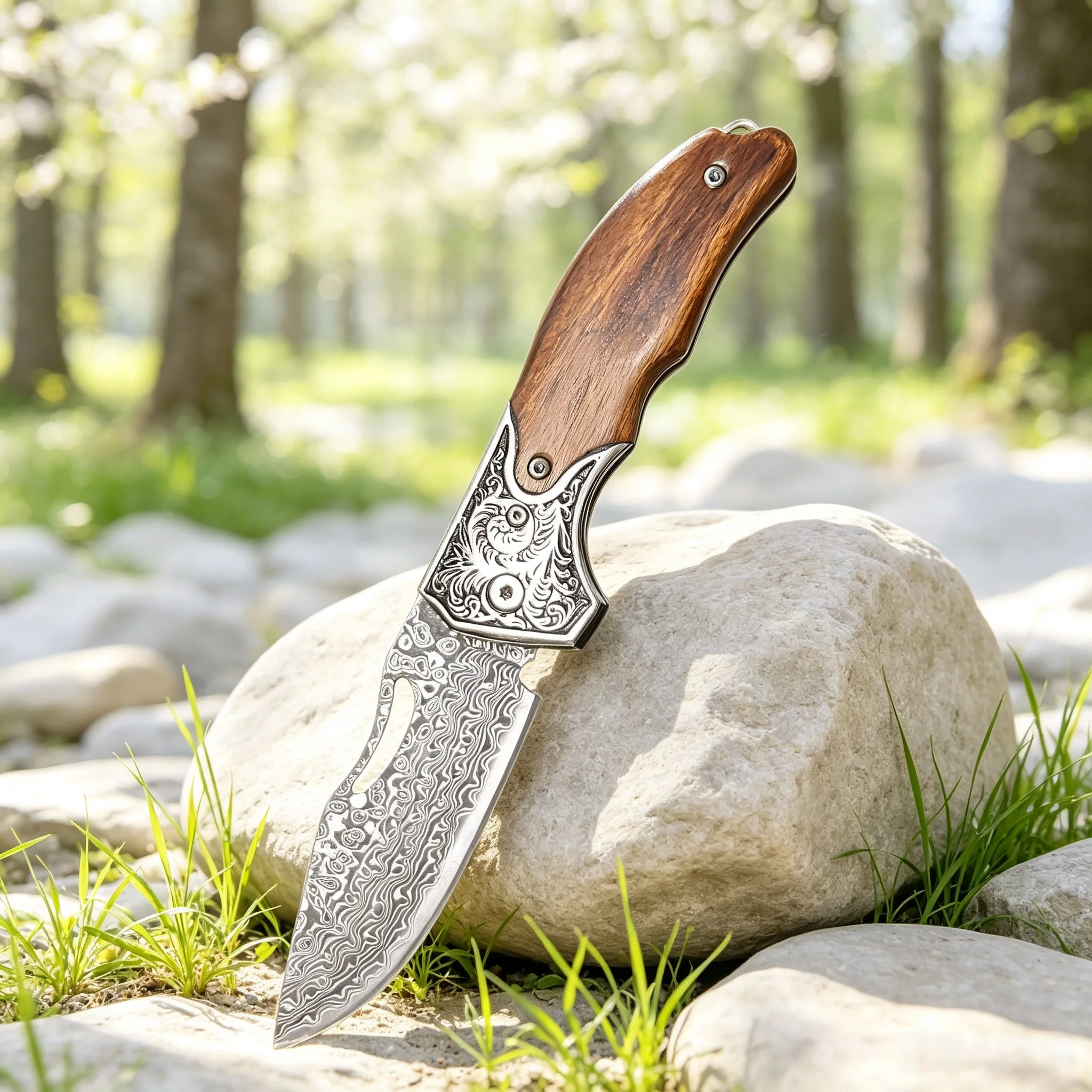 1PC,Folding Knife Damascus Pocket Knife Fruit Vegetable Meat Peeling Paring Knife Portable Food Prep Folding Knife Camping Tool