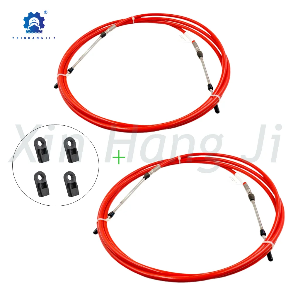 2 Pcs Throttle Shift Cable and Four Connectors For Yamaha / Honda / Suzuki Outboard Steering System 8-23 FT Outboard Cable