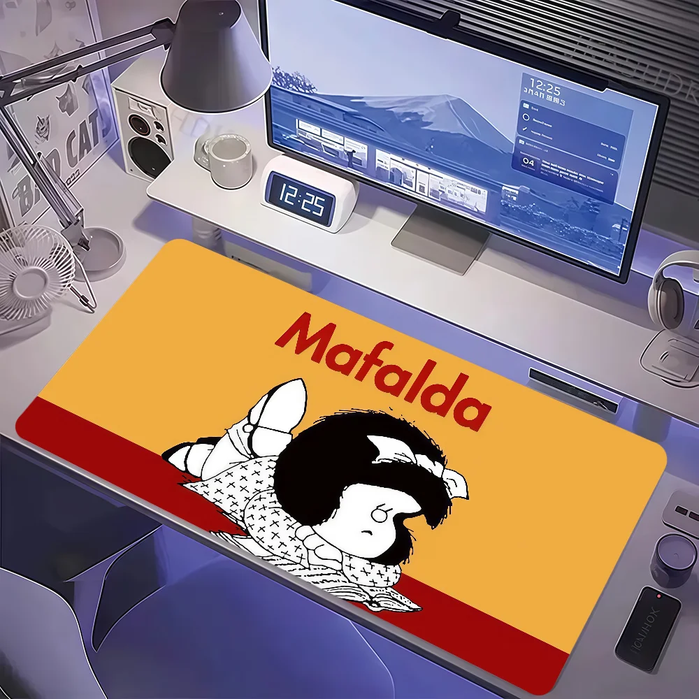 Alfombrilla de Ratón con Diseño de Mafalda, Antideslizante, Gruesa, Grande, con Borde Cosido, para Oficina, Estudiantes y Juegos