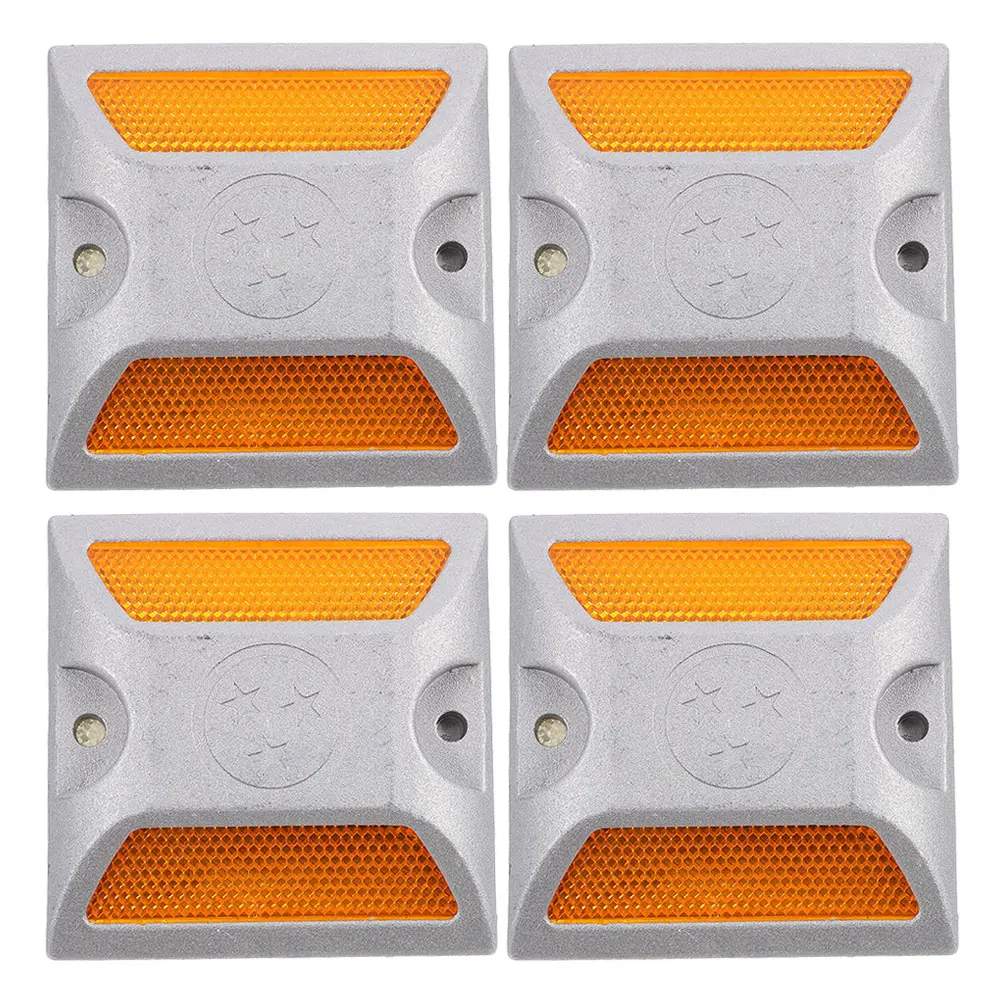 

4 Pcs Reflective Road Studs Pavement Driveway Marker Reflectors Freeway Backpack Heavy Duty Street