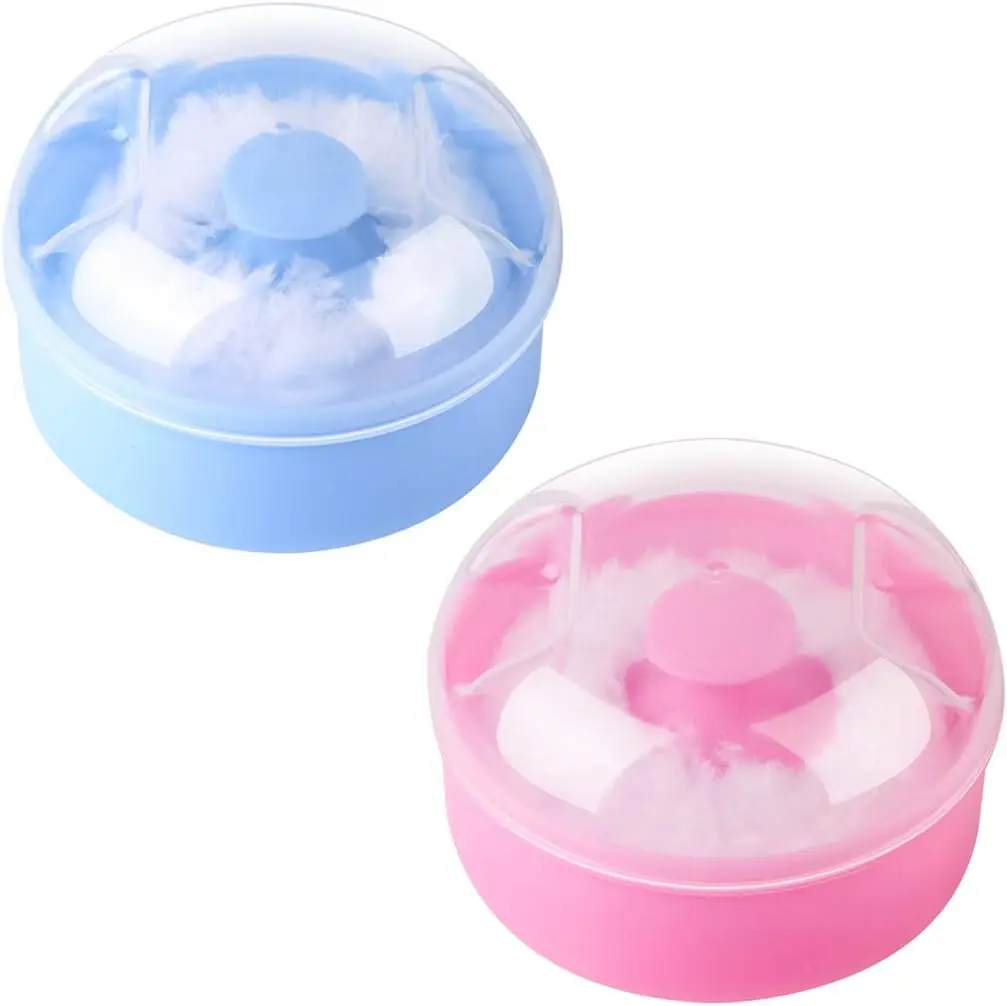 

2-Piece Baby Powder Puff Set with Case - Soft Pink & Blue for Body Cosmetics