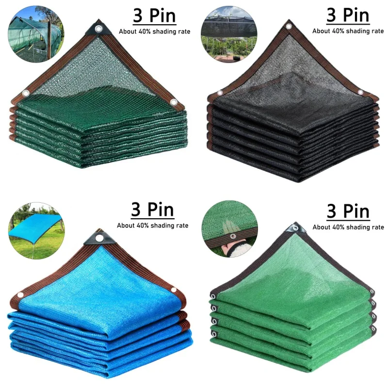 4 Color Customized Size 3Pin Anti UV HDPE Sun Shade Sail Gazebo Sunblock Shade Cloth Sunshade Netting Terrace Balcony Screen