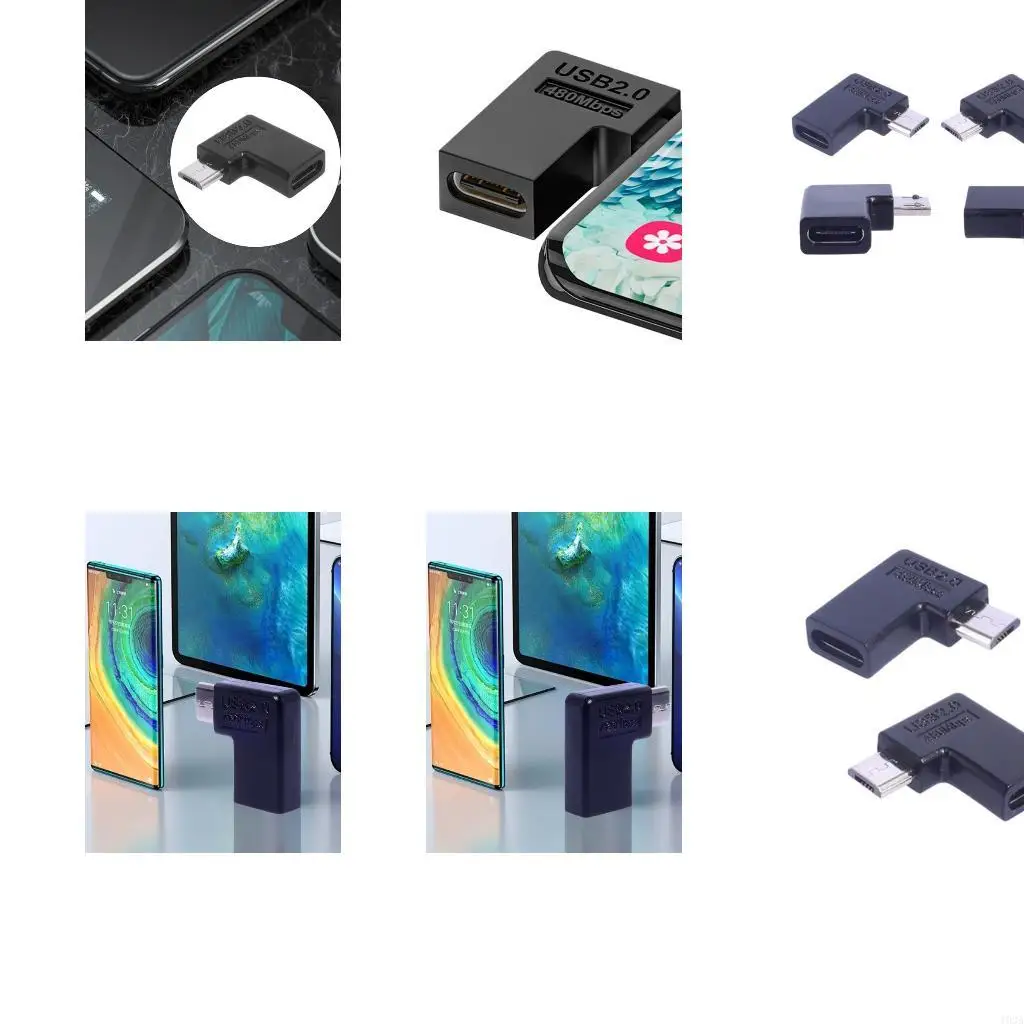 193A Angled Micro USB to UsbC TypeC Adapter,90 Degree Micro USB to TypeC Converter Connectors
