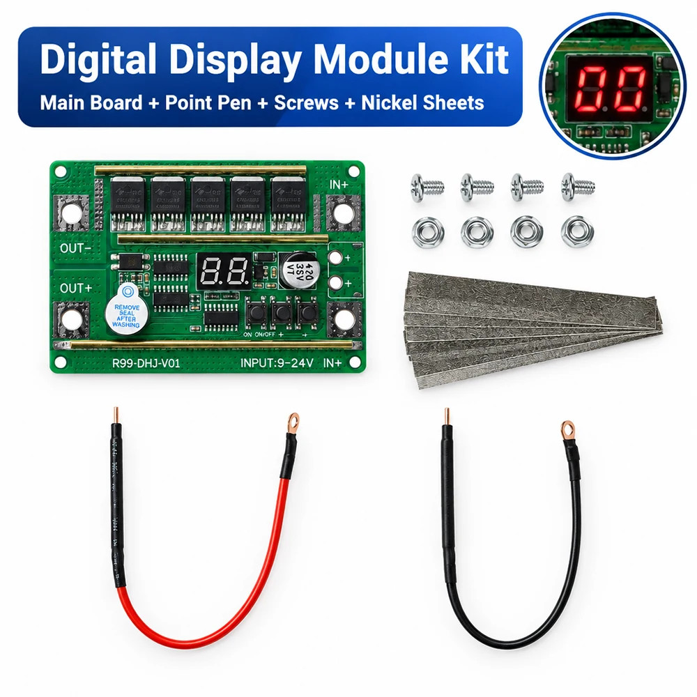 Handheld Spot Welder Kit 99-Level Adjustable with LED Display Auto Standby DIY Welder Mainboard for 18650/21700 Lithium Battery
