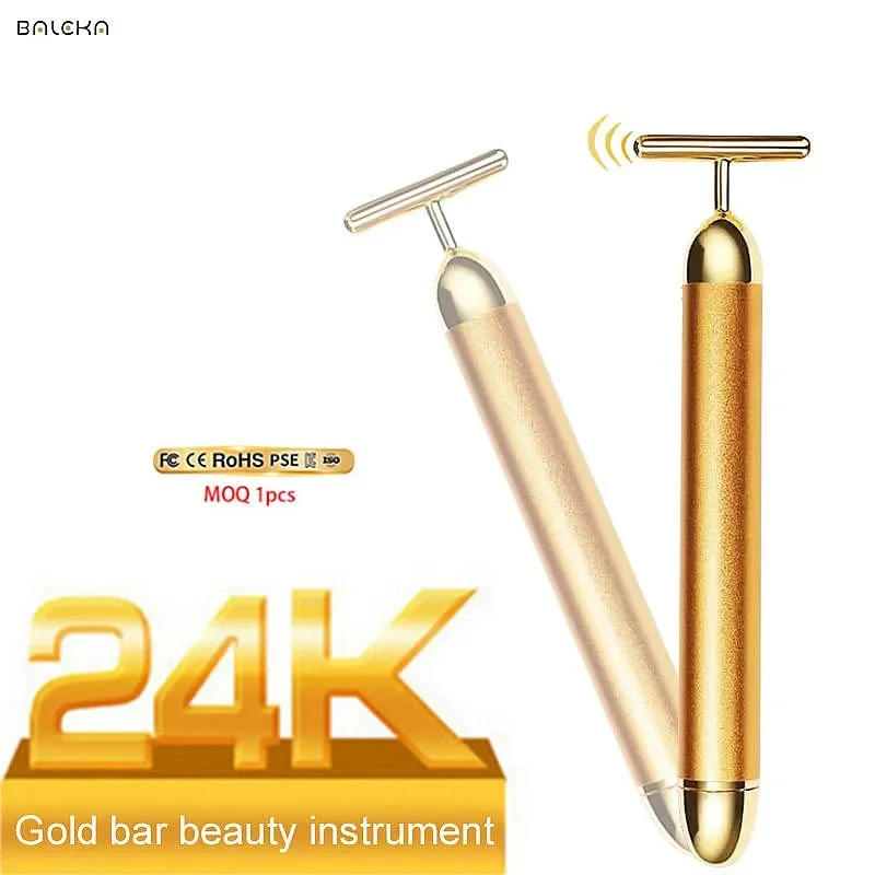 24K Gold Beauty Roller Face Massager Anti Aging Skin Care Tool