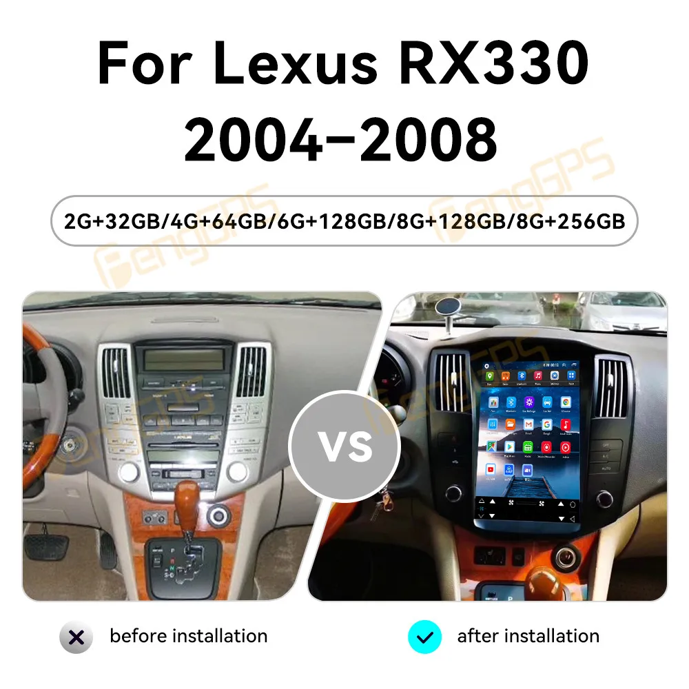 Car Accessories Radio For Lexus RX330 2004–2008 Android Auto GPS Navigation Multimedia Stereo Receiver Head Unit Offline Maps