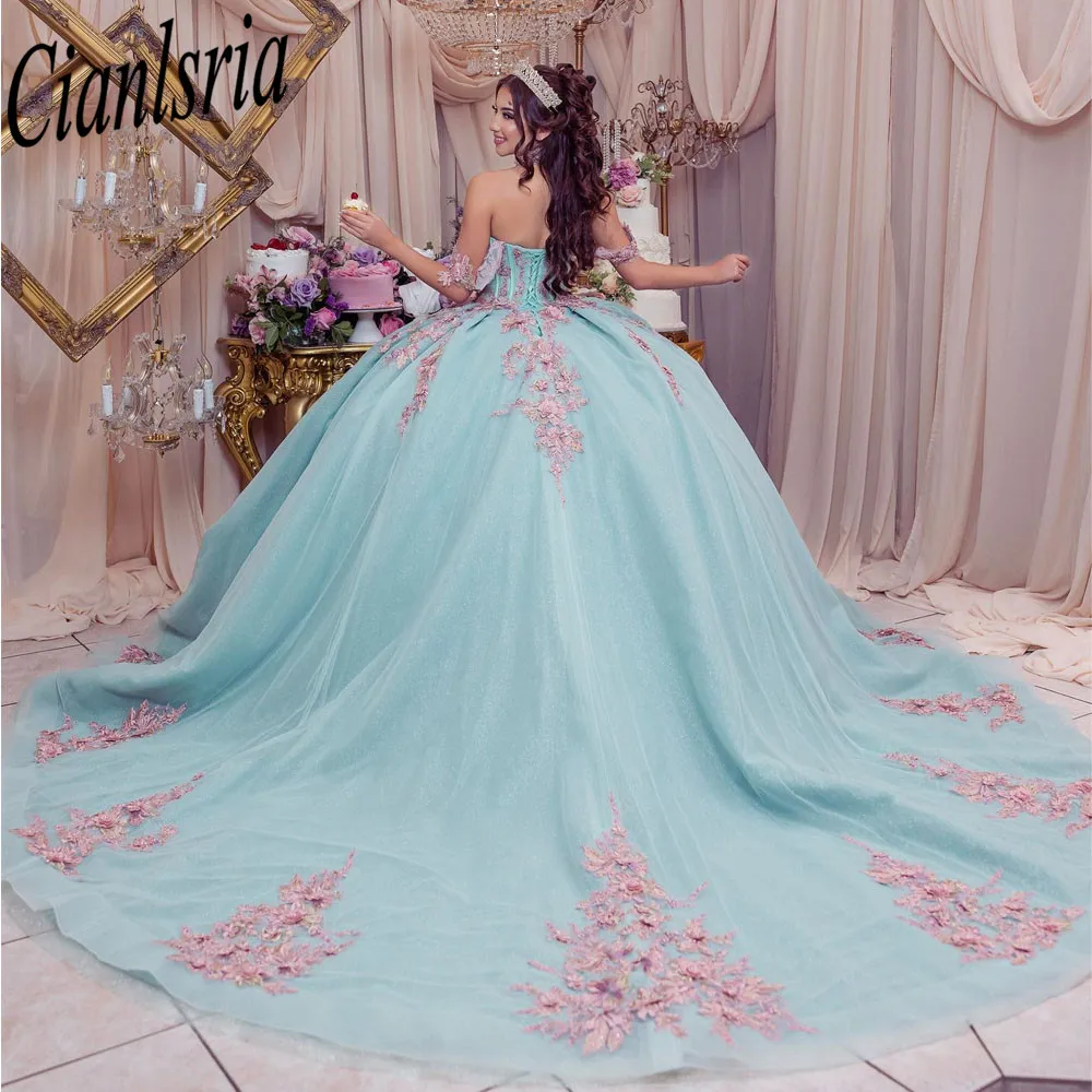 Mexican Vestido De 15 Anos Blue  Charro Quinceanera Dresses  Lace Applqiued Corset Sweet 16 Dress Abiti Da Cerimonia