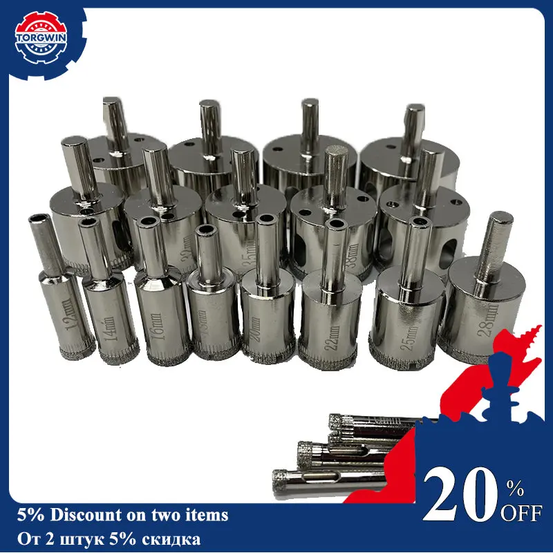 

8mm-50mm Diamond Coated Drill Bit Set Glass Tile Marble Ceramic Hole Saw Open Drilling Bits Diamond Core Bit