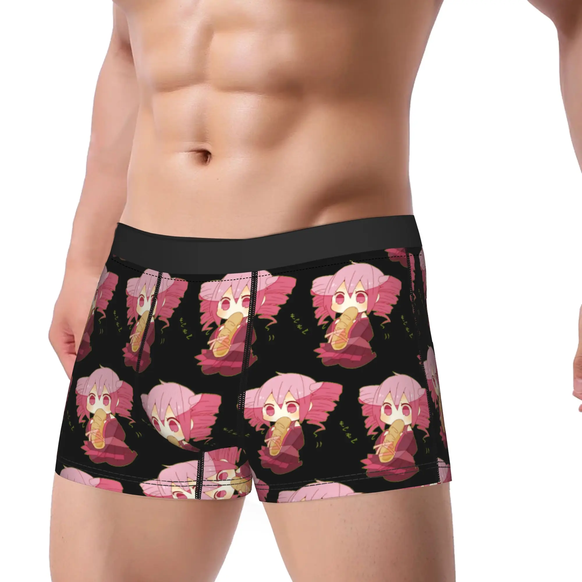 Chibi Kasane Teto Eating Bread Underwear  Men's Shorts Briefs Classic Boxer Shorts Quality Custom Plus Size Panties