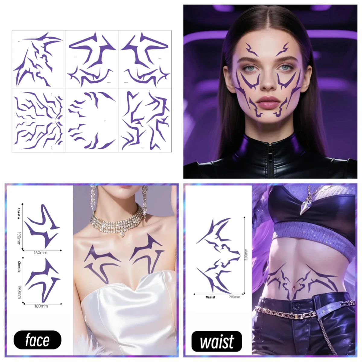 

5/6/8pcsK-Pop Demon Hunters Temporary Tattoos - Rumi & Jinu Set for Cosplay & Halloween | HUNTR/X & Saja Boys Designs