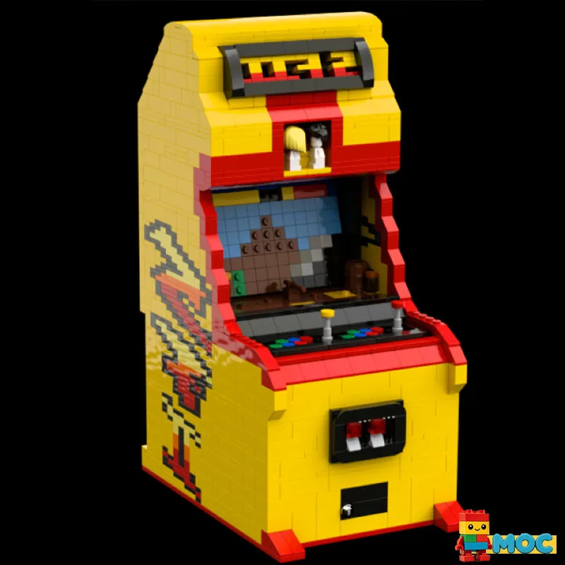 1784PCS Retro Yellow Red Arcade Game Cabinet Blocks DIY Model Educational Toy For Birthday Home Collection Festival Display Gift