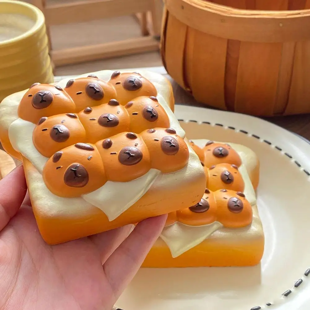 Cute Capybara Toast Bread Slow Rising Squeeze Toy Pop Bubble Stress Relief Squishy Toys for Kids Capybara Stress Relief Toys