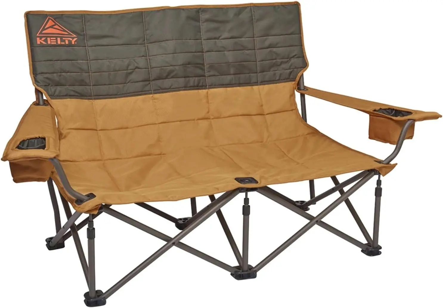 Low Loveseat Double 2 Person Camping Chair, Two Person Foldable Seat for Festivals, Concerts, Tailgates, Beach Days, Low