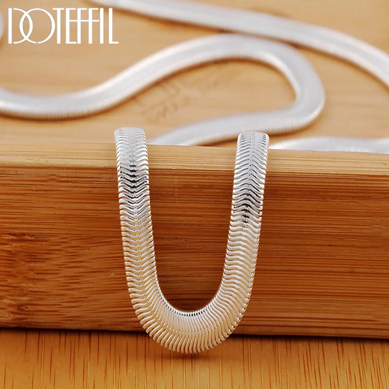 6mm Flat Snake Bone Chain Necklace Silver Color 16/18/20/22/24 Inch Women Or Men Wedding Fashion Jewelry Charm Gifts