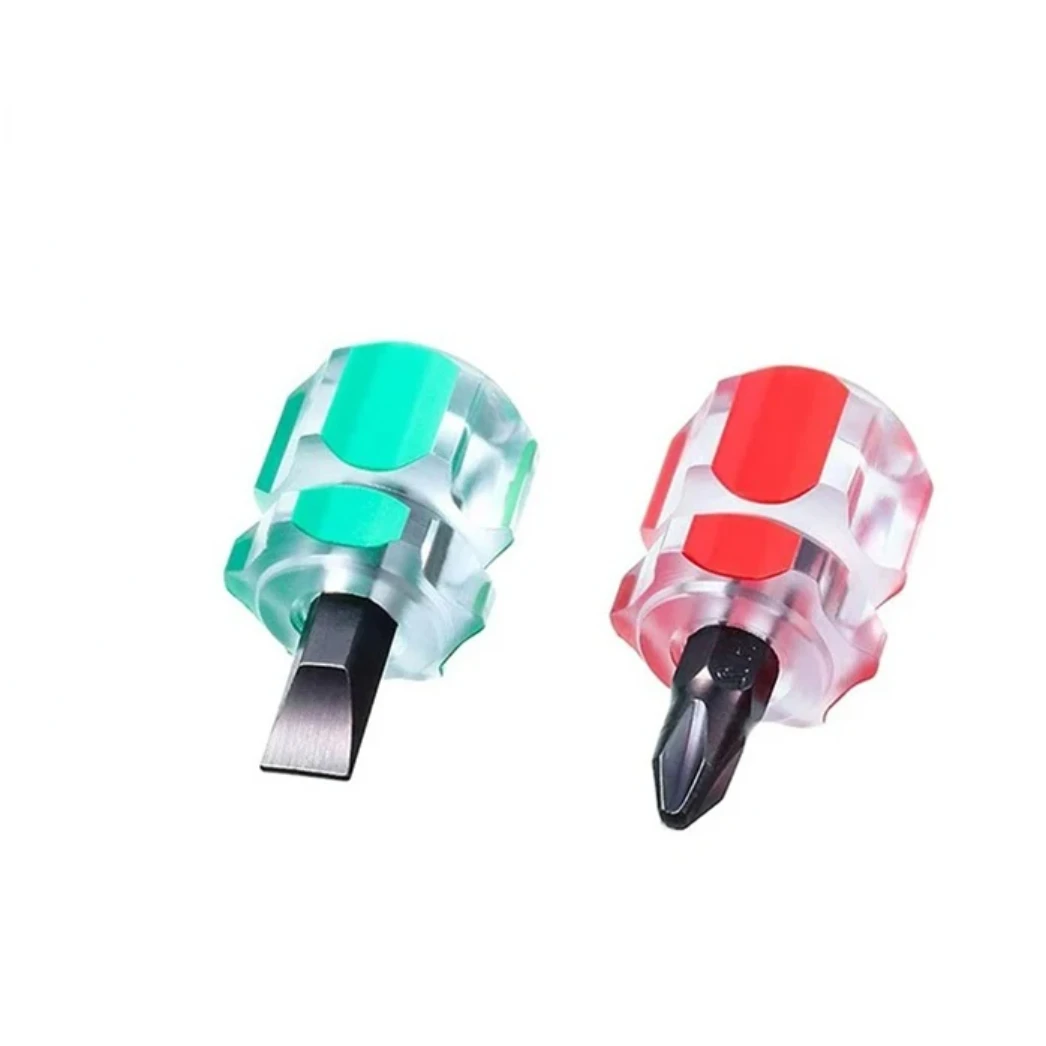 

2Pcs Short Screwdriver Flat Cross- 2-in-1 Set Narrow Spaces Repairing Sewing Machines Hand Tools