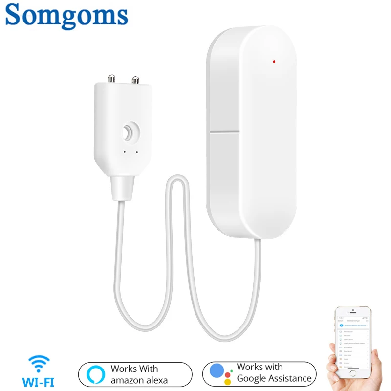 Tuya WiFi Smart Water Leak Sensor Remote Control Water Leakage Detector Flood Overflow Alert Security Alarm System Smart Life