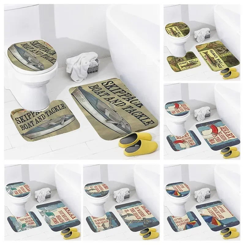 

Non slip shower mat bathroom carpet shower retro pattern decoration water absorbing bathtub carpet toilet cover decorative cover