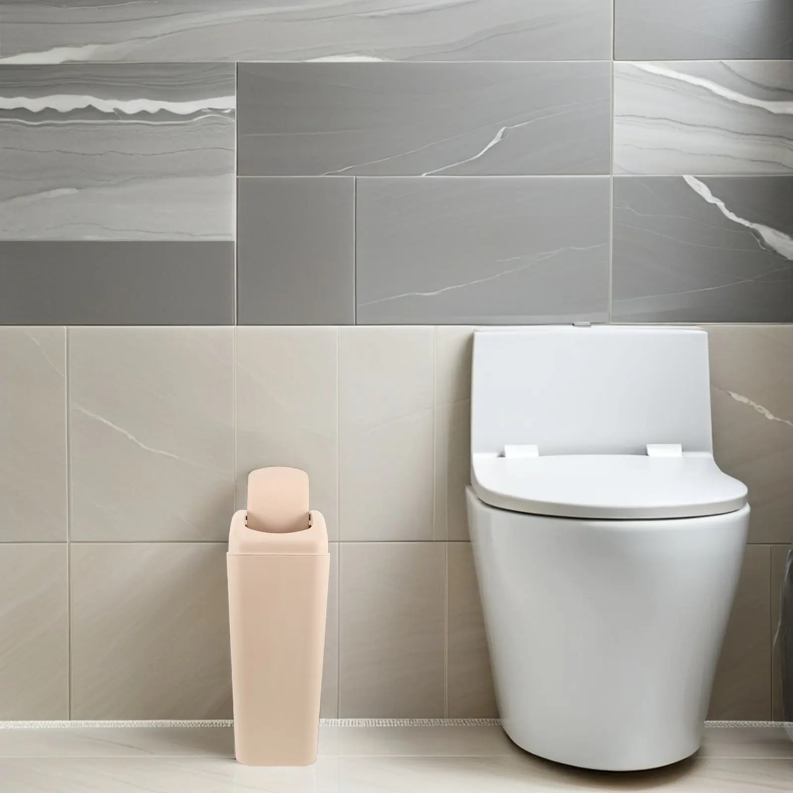 

8L Narrow Trash Can with Swing Lid Thickened Plastic Construction Ideal for Bathroom Bedroom Kitchen Indoor Use Odor Control