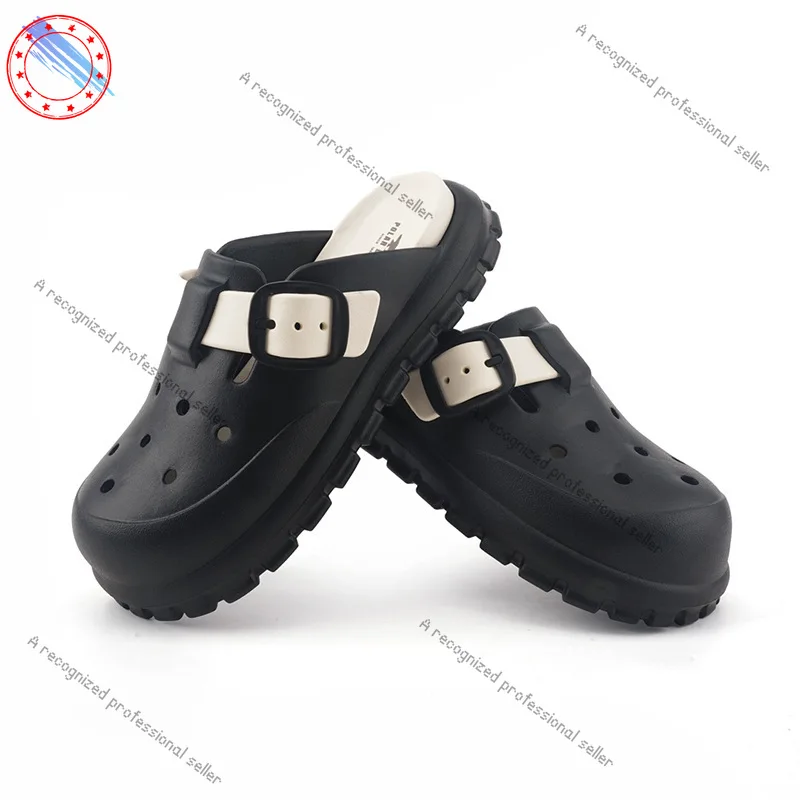 

Summer personalized trendy foot-stepping platform shoes outdoor seaside beach shoes non-slip round head fashion foot hole shoes