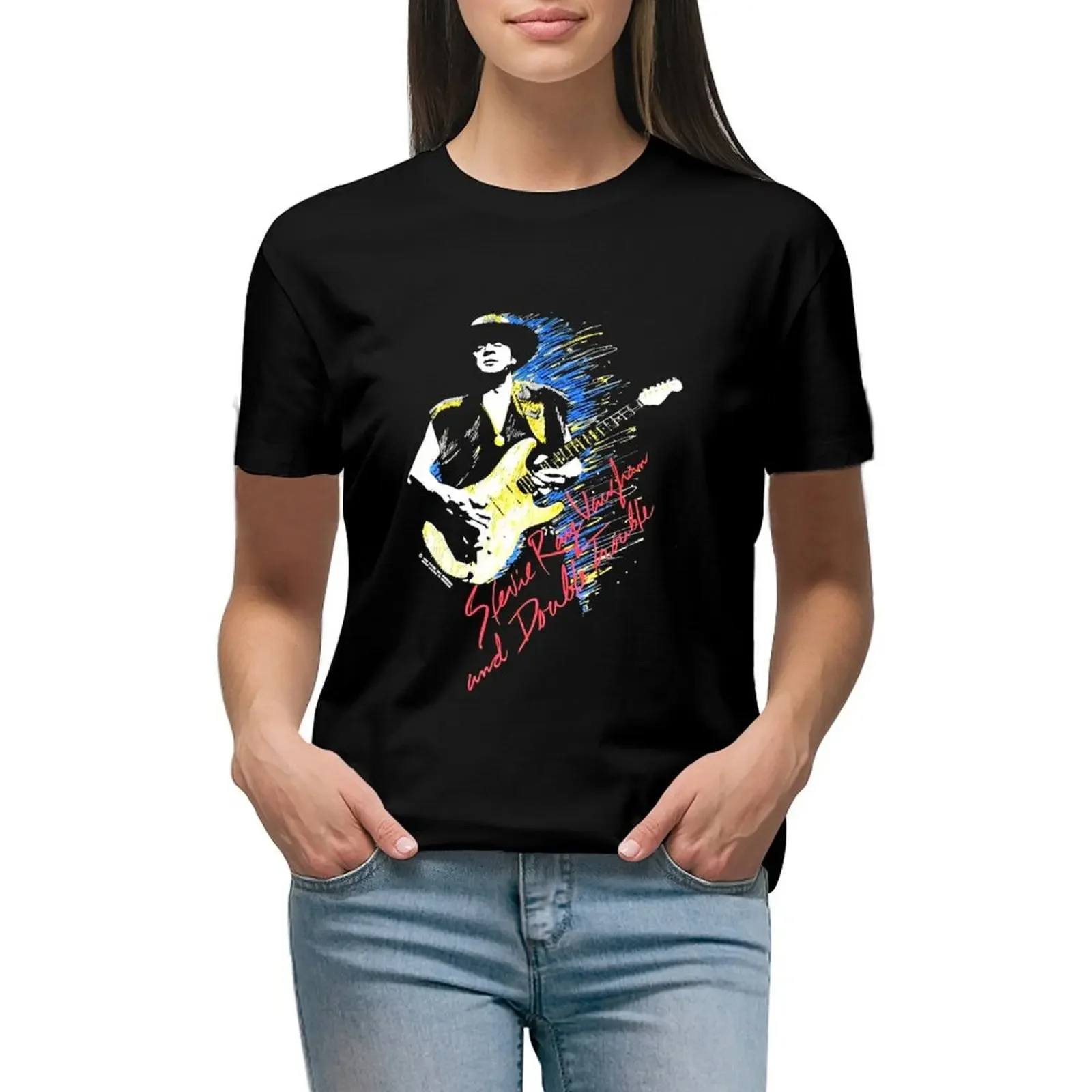 

SRV Stevie Ray Vaughan In Step Final Tour before death double T-Shirt sweat shirts graphic tees t-shirts for Women graphic tees