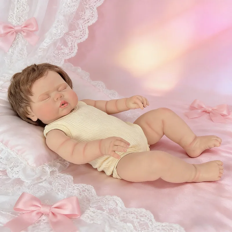 24inch 60cm  Pickle Cotton Body Reborn Sleeping Doll Toddler  Art Doll with Hand Rooted Hair