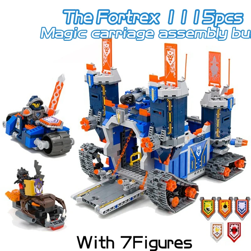 

Nexoes Knights Series The Fortrex Building Blocks High-Tech Mobile Fortress Castle Compatible 70317 Bricks Toys For Boys Gifts