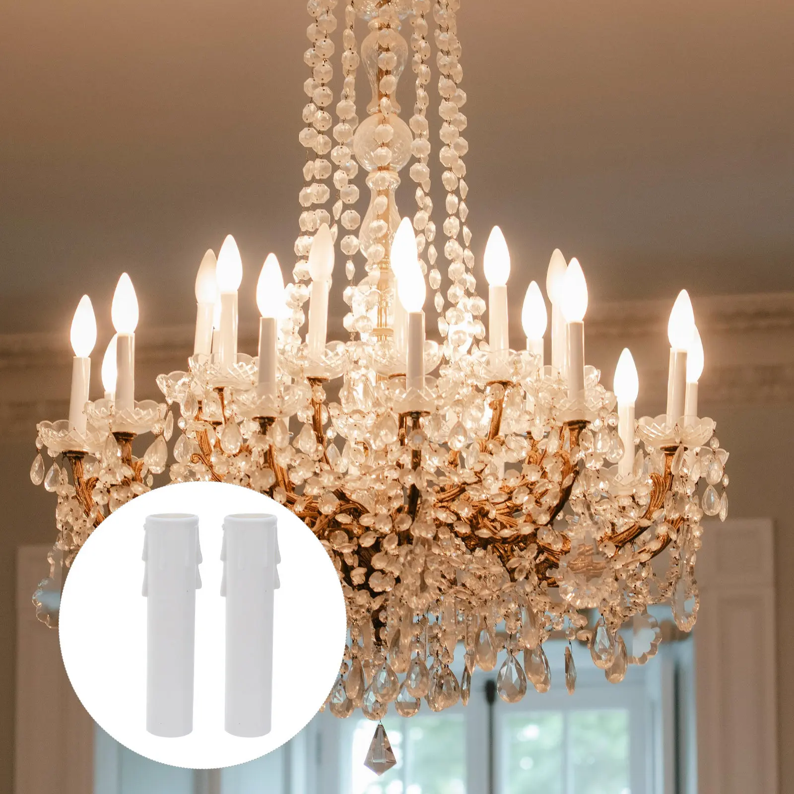 12Pcs Drip Socket Covers Sleeves Plastic E14 Chandelier Base Replacement Vintage Lighting Fixture Accessories for Ceiling