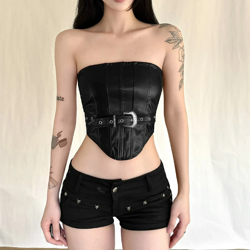 

Модный сексуальный укороченный топ без рукавов и бретелек с открытой спиной, на молнии, с эффектом утяжки талии и подчеркивания пупка, для женщин, лето 2026