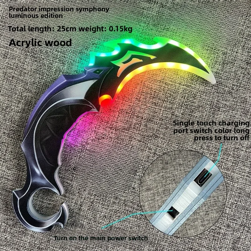 25 cm/9.84in Valorant Acryl Lichtgevende Klauw Mes Game Randapparatuur Cosplay Opladen Samurai Vriendje Geschenken Ornamenten Speelgoed Ambachten