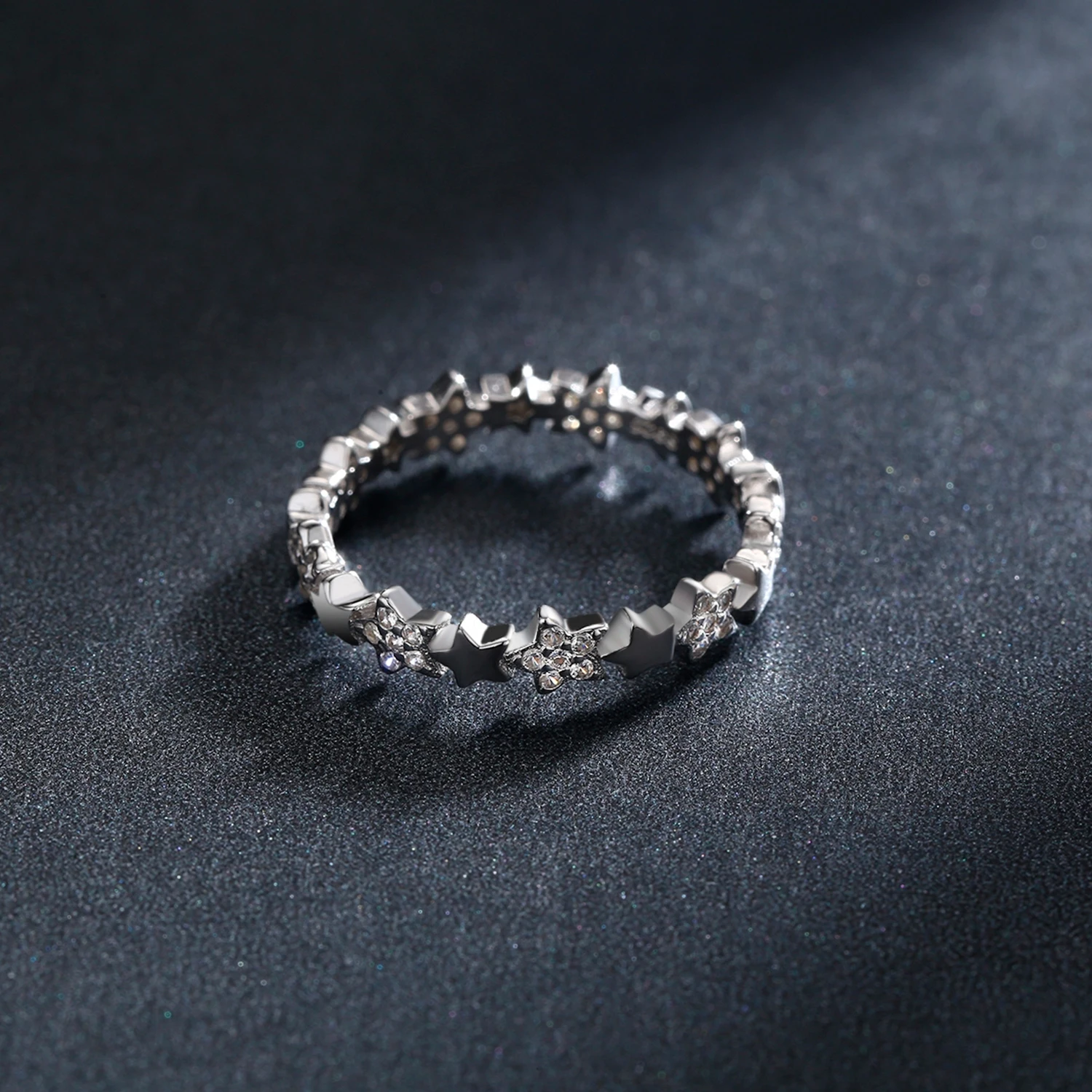 Modian Solid 925 Sterling Silver Sparkling Clear CZ Stars Stackable Finger Rings For Women Fine Jewelry Office Accessories