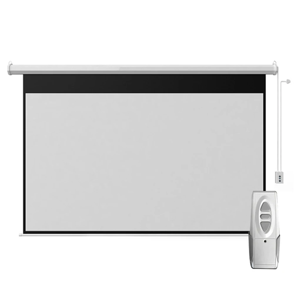 

Electric Motorized 60 Inch Projector Screen for Home Theater 4K Resolution 16:9 Format Portable Matte White Fabric