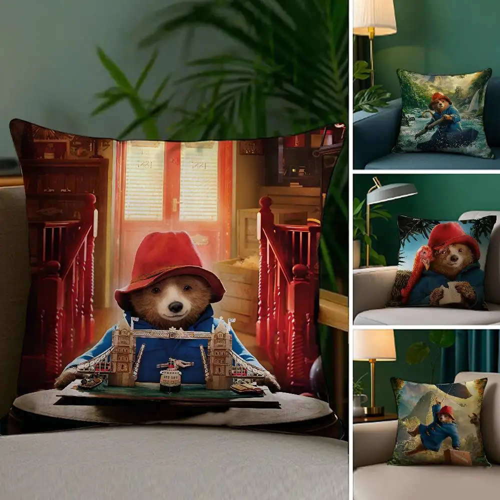 

Милый наволочка с медведем P-Paddington, плюшевая ткань, мягкий двухсторонний принт, чехол для диванной подушки, наволочки