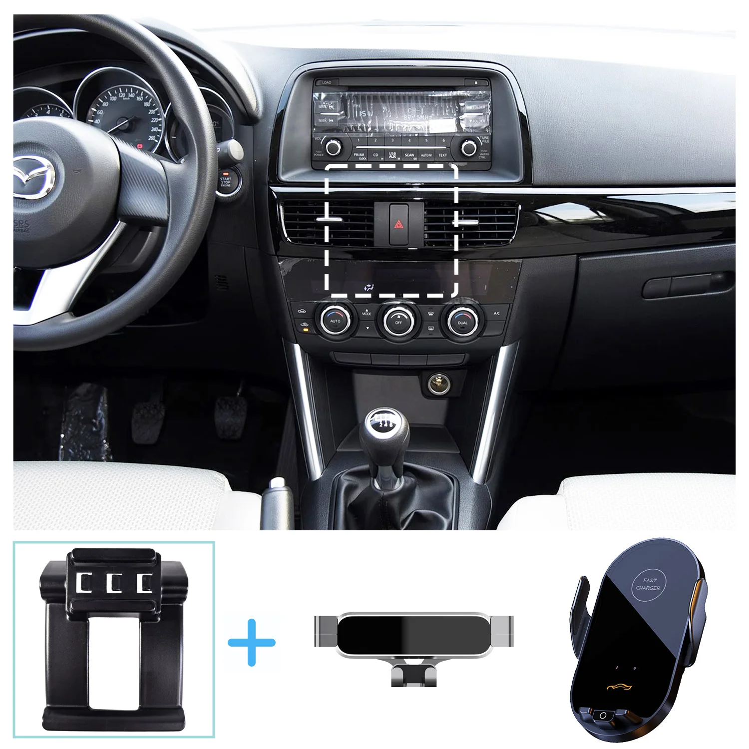 Para Mazda CX-5 CX5 2015 2016 soporte de teléfono para coche soporte de carga inalámbrica Base soporte de gravedad soporte de teléfono accesorios de coche