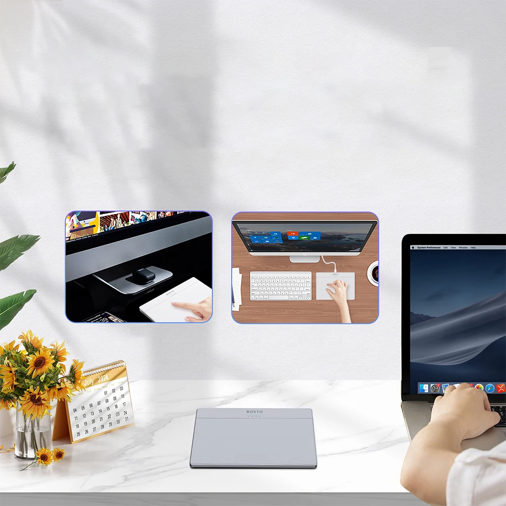 

Bluetooth-Compatible Touchpad Multi-Gesture USB Touchpad Mouse Type-C Rechargeable Ergonomic Trackpad Mouse for Laptop iPad