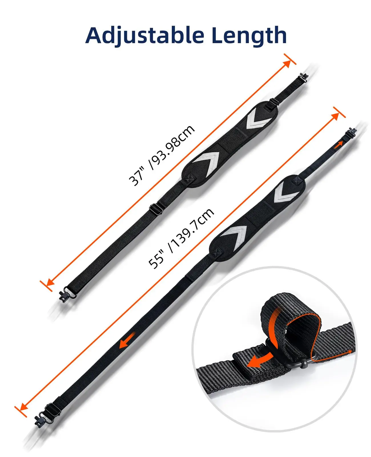 

EZshoot Two-Point Sling with Spare Pocket & Removable Swivels, Adjustable Sling Longer Length Durable Shoulder Strap for Outdoor