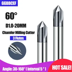 Chamfer Milling Cutter Carbide Corner Countersink Chamfering Mill Deburring Edges V Grove Router 60 90 120 Degree 2 3 Flute Tool