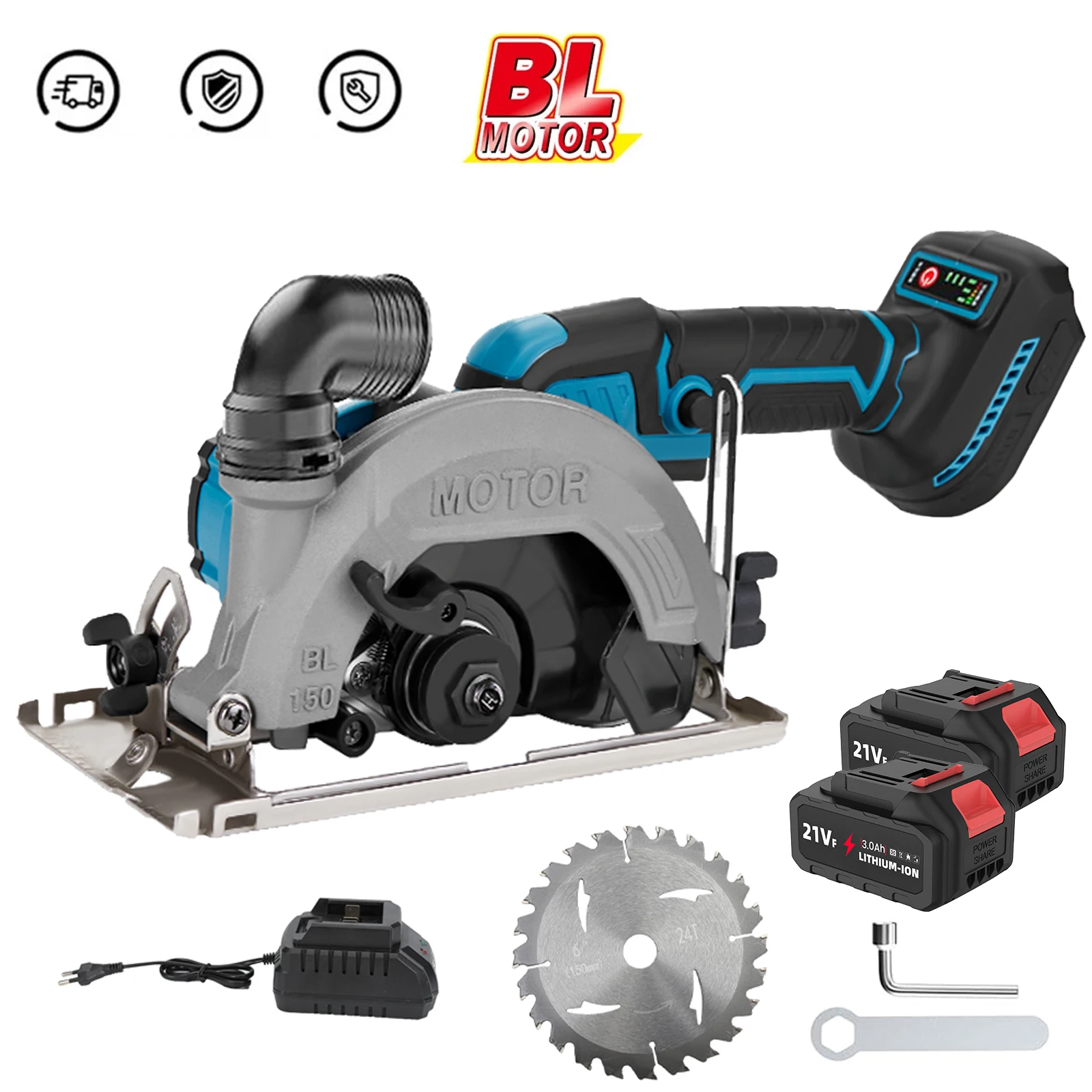 6 Zoll bürstenlose Kreissäge, kabellose elektrische Säge, verstellbare Holzschneidemaschine, tragbare Holzbearbeitungssäge für Makita-Akku