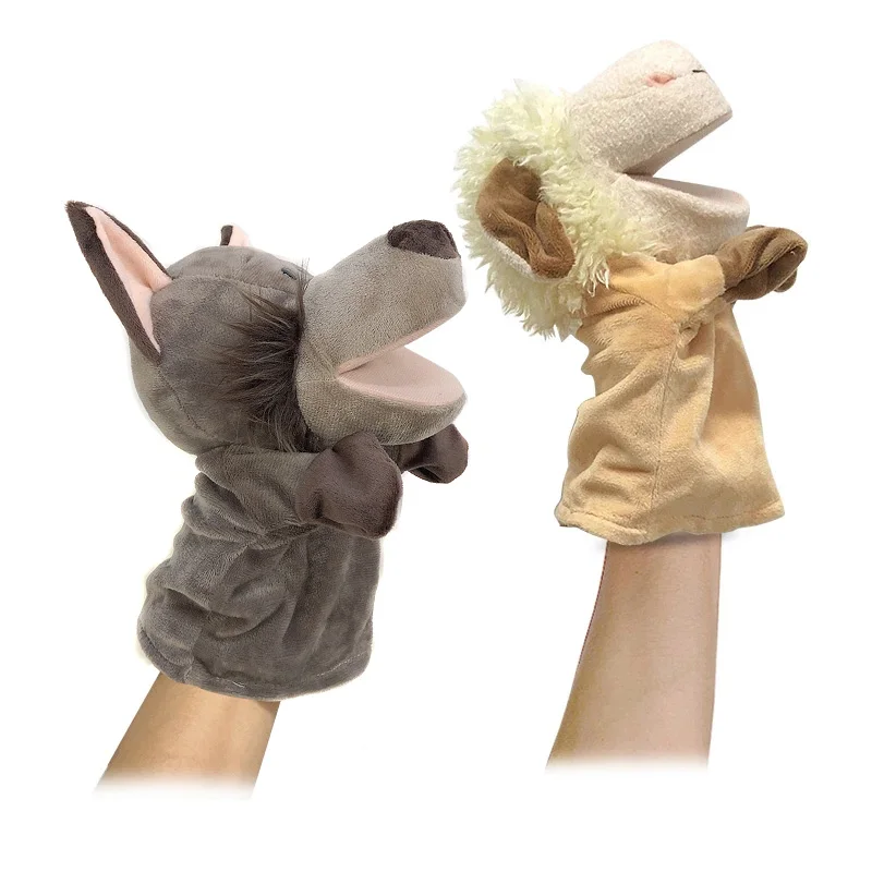 Stuffed Plush Animals Toys Hand Finger Story Puppet Kawaii Dolls Educational Baby Toys Duck Lamb Cow Dog Horse Children Toy Gift