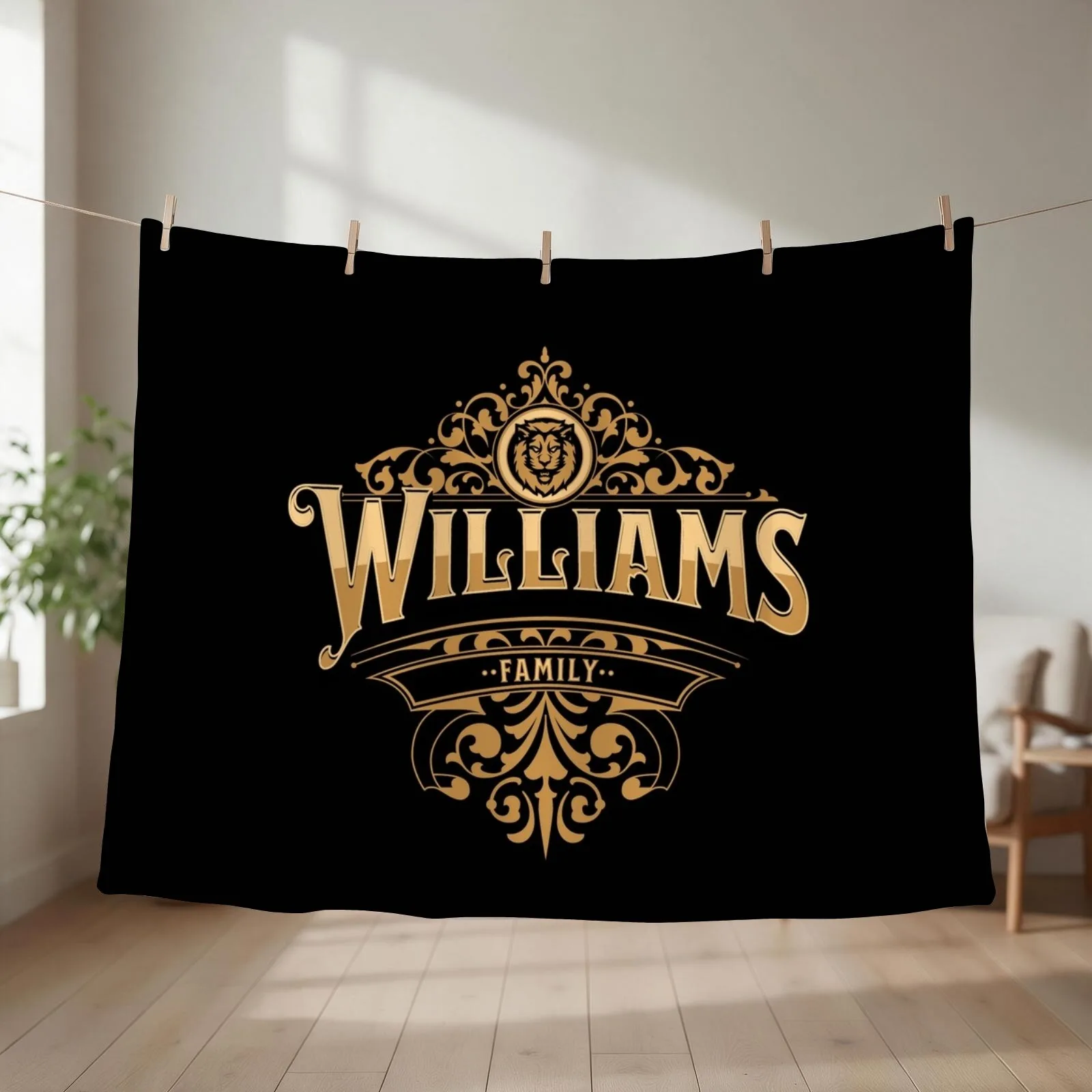 Williams Family Coat of Arms or Crest Williams Throw Blanket couch cozy soft plush fuzzy picnic outdoor blanket