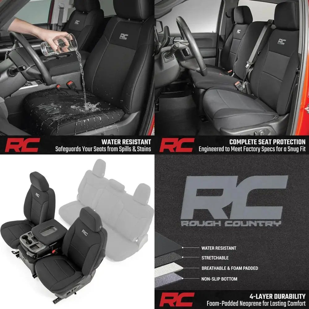 

Neoprene Front Seat Covers for Chevy Silverado & GMC Sierra 1500 (2019-2026) - Waterproof & UV Resistant, Foam Padded, Front Row