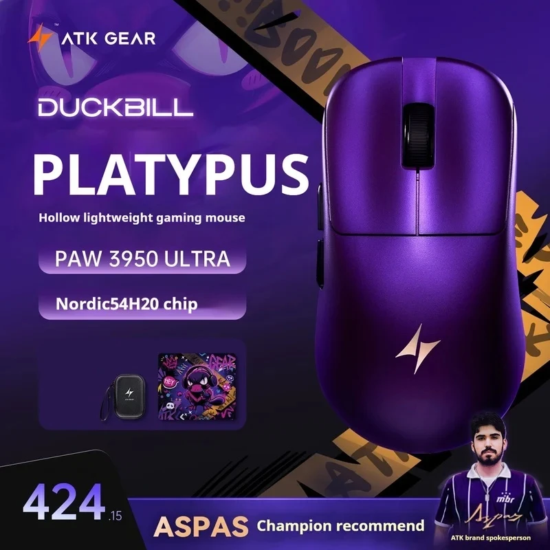 

ATK GEAR DUCKBILL Ultra E-Sports Gaming Mouse With Wired Wireless Dual-Mode Paw3950 No Hole Lightweight And Long-Lasting Mouse