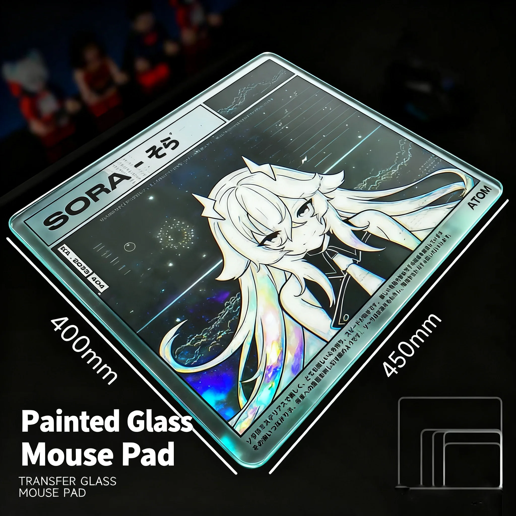 

Personalized Comics Glass Gaming Mouse Pad YUME Frosted Surface Desk Tempered Glass Mouse Pad E-Sports FPS Game Table Mouse Pad