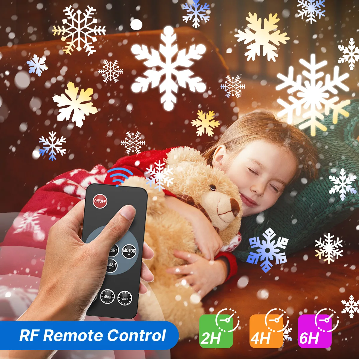 Luces de proyector HD de nevadas navideñas de doble cabezal, luz giratoria 2 en 1 mejorada para exteriores IP65 con temporizador remoto para regalo