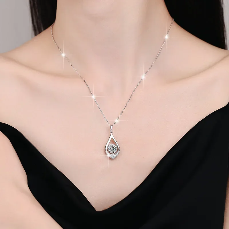 

Shiny Waterdrop Necklace for Women 0.5 Carat Moissanite, Platinum Pt950 Compact Pendant Delicate Collarbone Chain Fine Jewelry