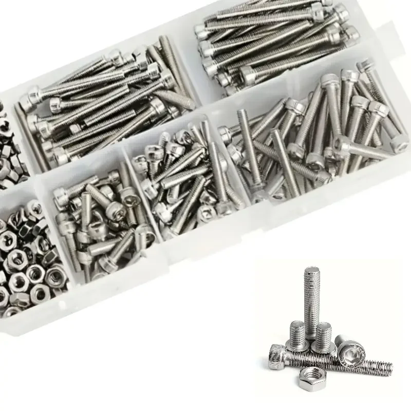 150 unids/caja M3 X 8mm, 12mm, 16mm, 20mm, 25mm tornillos hexagonales, pernos, tuercas, acero inoxidable 304 - AliExpress 13