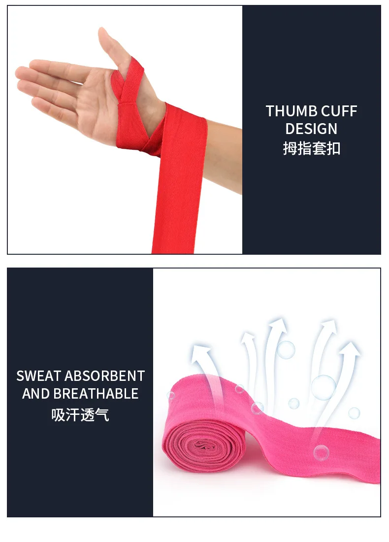 2 Rollen 4,5 m Boxbandage Sportgurt Sanda Kickboxen MMA Handhandschuhe Gürtel Handgelenkbandagen Muay Thai Training Stulpen – Detail 2