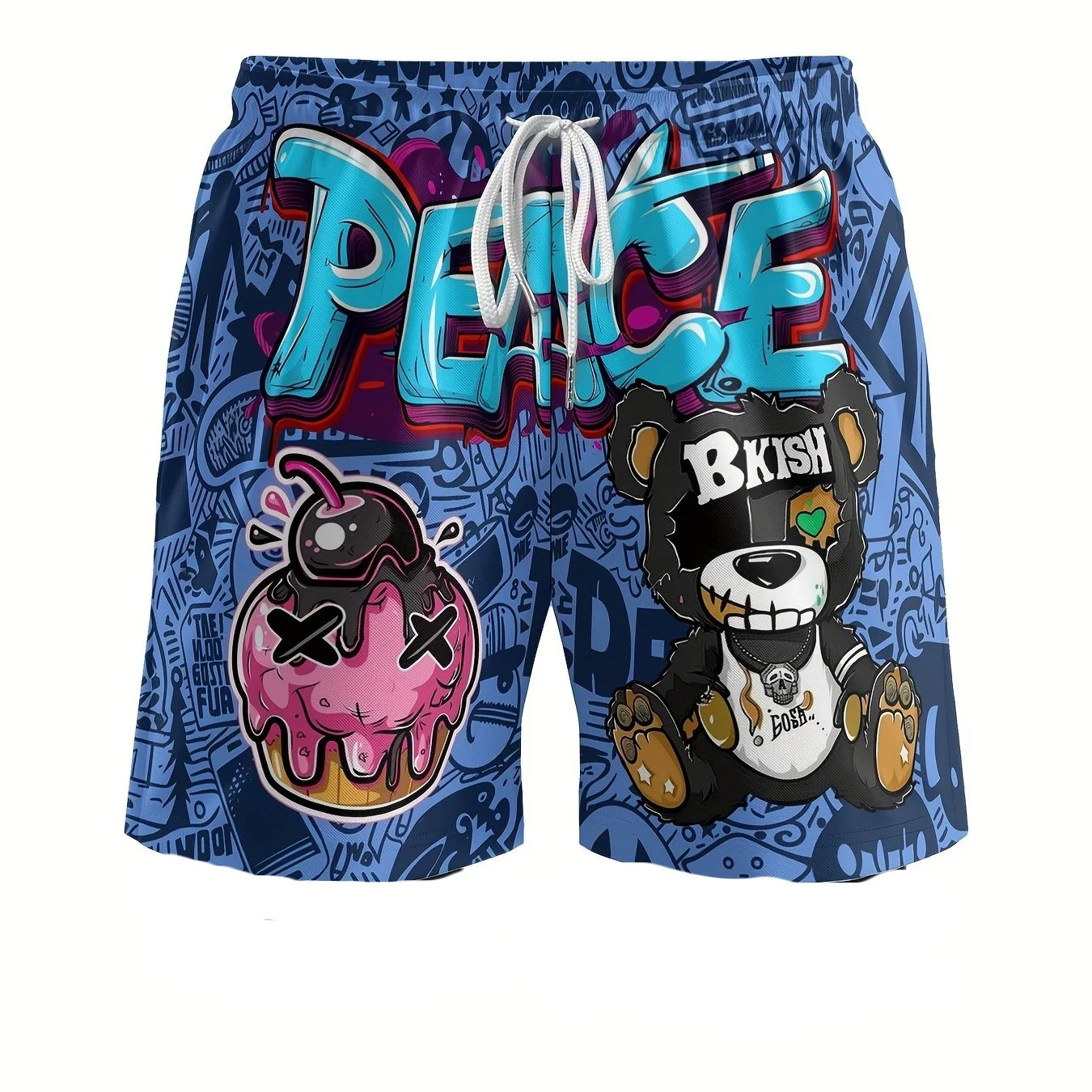 

New 3D bear print casual, fashionable, soft, breathable, lightweight and comfortable men's shorts for summer 2025