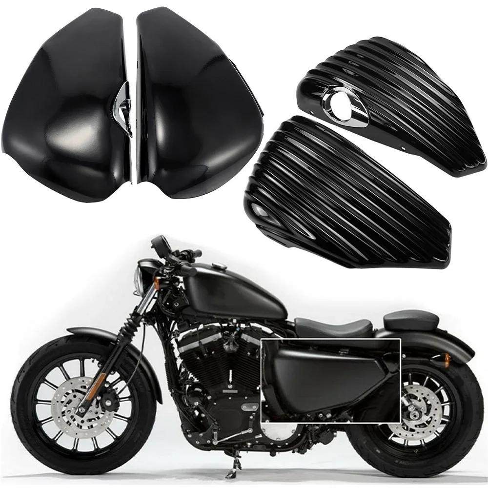Moto ABS Gloss Sinistra Destra Lato Della Batteria Carenatura Copertura Serbatoio Olio Guard Per Harley Sportster XL Ferro 883 1200 48 72 2004-più tardi