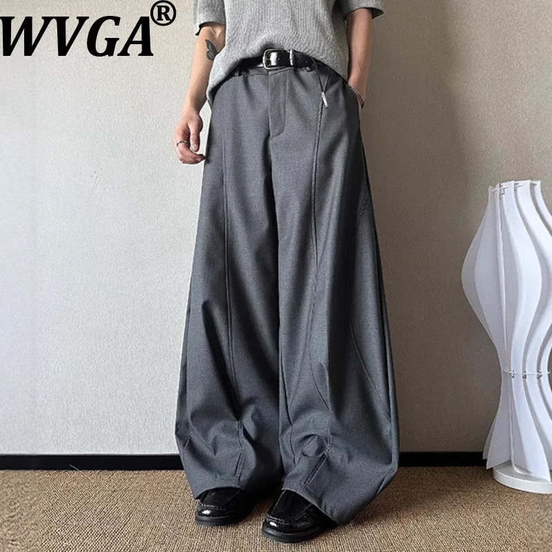 WVGA Spring Autumn New Man Y2K Draped Three-Dimensional Pleated Trendy Niche Chic Casual Floor-Length Wide-Leg Suit Pants W12701