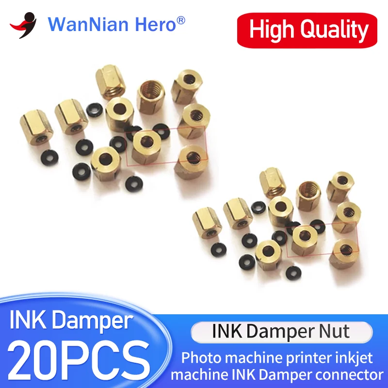 20pcs Ink damper Nut for Epson L1800 L805 1390 DX5 1900 2000 L800 2400 R230 R330 DX7 5113 4720 screw connector Copper cap